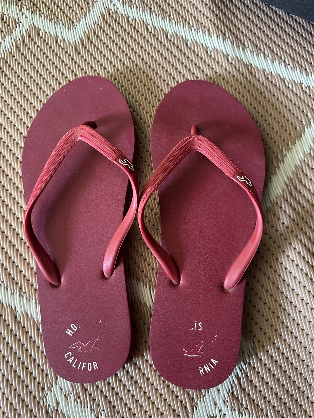 Hollister Women's Maroon Flip Flop Sandals